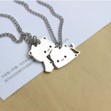 Stainless Steel Cat Necklace Couple Lover Matching Pendants Necklace