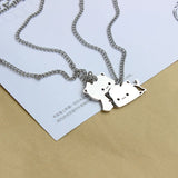 Stainless Steel Cat Necklace Couple Lover Matching Pendants Necklace