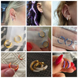 Colorful Zircon Crystal Hoop Earrings Dripping Oil Ins Jewelry