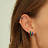 Colorful Zircon Crystal Hoop Earrings Dripping Oil Ins Jewelry