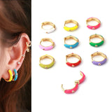 Colorful Zircon Crystal Hoop Earrings Dripping Oil Ins Jewelry