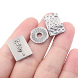2pcs Stainless Steel Geometric Earrings Pendants Hammered Flower Charms