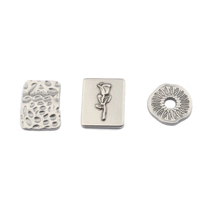 2pcs Stainless Steel Geometric Earrings Pendants Hammered Flower Charms