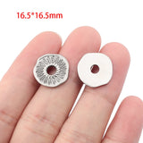 2pcs Stainless Steel Geometric Earrings Pendants Hammered Flower Charms