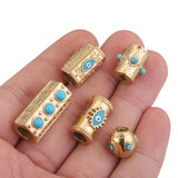 2pcs Stainless Steel Glasses Natural Stone Beads Evil Eye Spacer Tube Bead