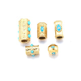 2pcs Stainless Steel Glasses Natural Stone Beads Evil Eye Spacer Tube Bead
