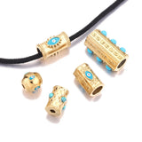 2pcs Stainless Steel Glasses Natural Stone Beads Evil Eye Spacer Tube Bead