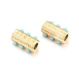 2pcs Stainless Steel Glasses Natural Stone Beads Evil Eye Spacer Tube Bead