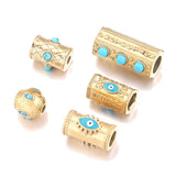 2pcs Stainless Steel Glasses Natural Stone Beads Evil Eye Spacer Tube Bead