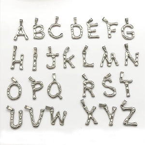 2pcs Stainless Steel 26 Letters Pendant Necklace DIY Jewelry Making Charm