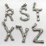 2pcs Stainless Steel 26 Letters Pendant Necklace DIY Jewelry Making Charm