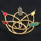 2pcs Oval Stone Pendants for Earrings Necklace Charms