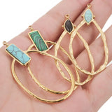 2pcs Oval Stone Pendants for Earrings Necklace Charms