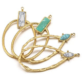 2pcs Oval Stone Pendants for Earrings Necklace Charms