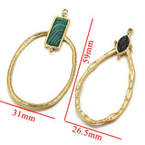 2pcs Oval Stone Pendants for Earrings Necklace Charms