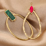 2pcs Oval Stone Pendants for Earrings Necklace Charms