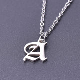 Stainless Steel Initial Necklace Old English Pendant Letter Statement Gift