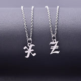 Stainless Steel Initial Necklace Old English Pendant Letter Statement Gift