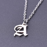 Stainless Steel Initial Necklace Old English Pendant Letter Statement Gift