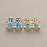 Turquoise Stud Earrings Stainless Steel Piercing Screw Wedding Jewelry
