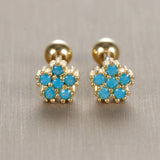 Turquoise Stud Earrings Stainless Steel Piercing Screw Wedding Jewelry