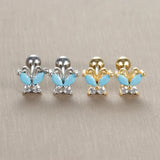 Turquoise Stud Earrings Stainless Steel Piercing Screw Wedding Jewelry