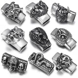 2pcs Stainless Steel Slider Beads Charms 12*6mm Flat Leather DIY