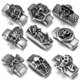2pcs Stainless Steel Slider Beads Charms 12*6mm Flat Leather DIY