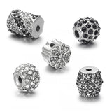 2pcs Stainless Steel Spacer 2mm Small Hole with Zircon Stone Charm Slider