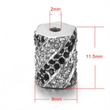 2pcs Stainless Steel Spacer 2mm Small Hole with Zircon Stone Charm Slider