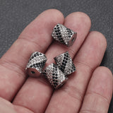 2pcs Stainless Steel Spacer 2mm Small Hole with Zircon Stone Charm Slider