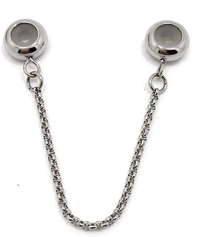 2pcs Stainless Steel Stopper Beads Safety Chain DIY