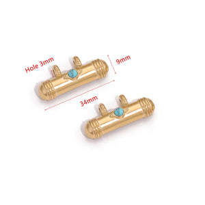 2pcs Stainless Steel 18K Stone Bend Beads Charms Pendant DIY Jewelry Making