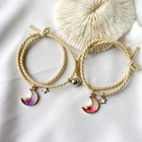 Star Moon Magnetic Couple Bracelet Set Rope Chain Friendship Jewelry