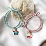 Star Moon Magnetic Couple Bracelet Set Rope Chain Friendship Jewelry