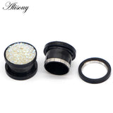 2pcs Steel Ear Plugs Flesh 8-16mm Crystal Ear Stretcher Ear Gauge Piercings