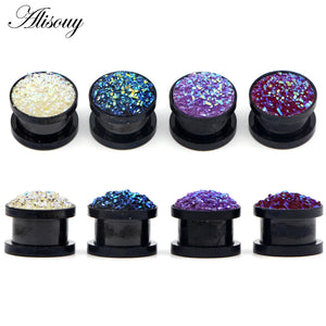 2pcs Steel Ear Plugs Flesh 8-16mm Crystal Ear Stretcher Ear Gauge Piercings