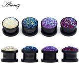 2pcs Steel Ear Plugs Flesh 8-16mm Crystal Ear Stretcher Ear Gauge Piercings