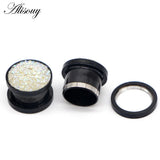 2pcs Steel Ear Plugs Flesh 8-16mm Crystal Ear Stretcher Ear Gauge Piercings