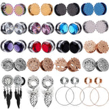 2pcs Steel Screw Ear Gauges Double Flesh Stretcher Jewelry Crystal CZs