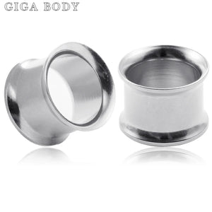 2pcs Surgical Steel Ear Flesh Tunnels Internal Thread Hollow Expander Gauge