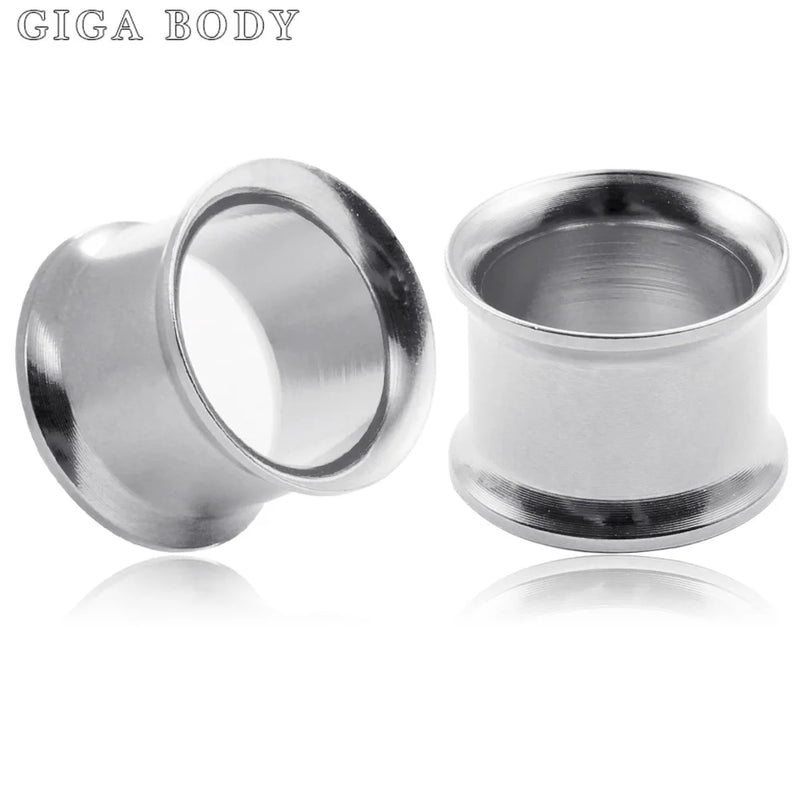 2pcs Surgical Steel Ear Flesh Tunnels Internal Thread Hollow Expander Gauge