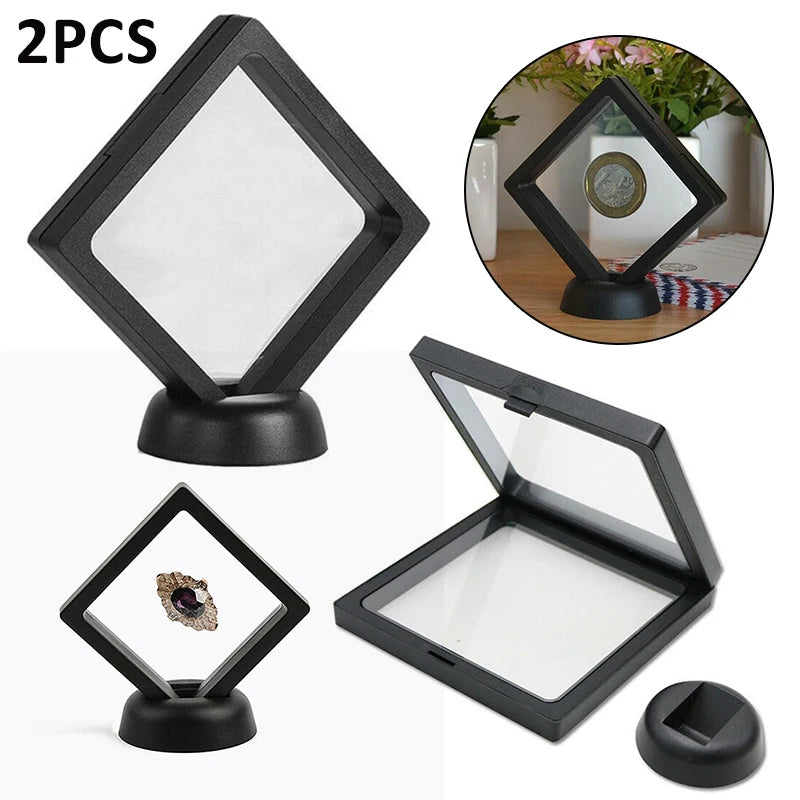 2pcs Floating Display Case Stand Holder for Coins and Jewelry