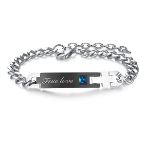 TURE LOVE Bracelets Stainless Steel Square Crystal Charm Chain Bracelets