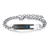 TURE LOVE Bracelets Stainless Steel Square Crystal Charm Chain Bracelets