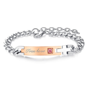 TURE LOVE Bracelets Stainless Steel Square Crystal Charm Chain Bracelets