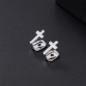 2pcs Cross CZ Micro Pave Teeth Caps Grillz Men Women Jewelry