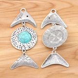 2pcs Fish Bone & Faux Stone Charms Pendants for DIY Necklace Jewelry 94x36mm