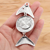 2pcs Fish Bone & Faux Stone Charms Pendants for DIY Necklace Jewelry 94x36mm