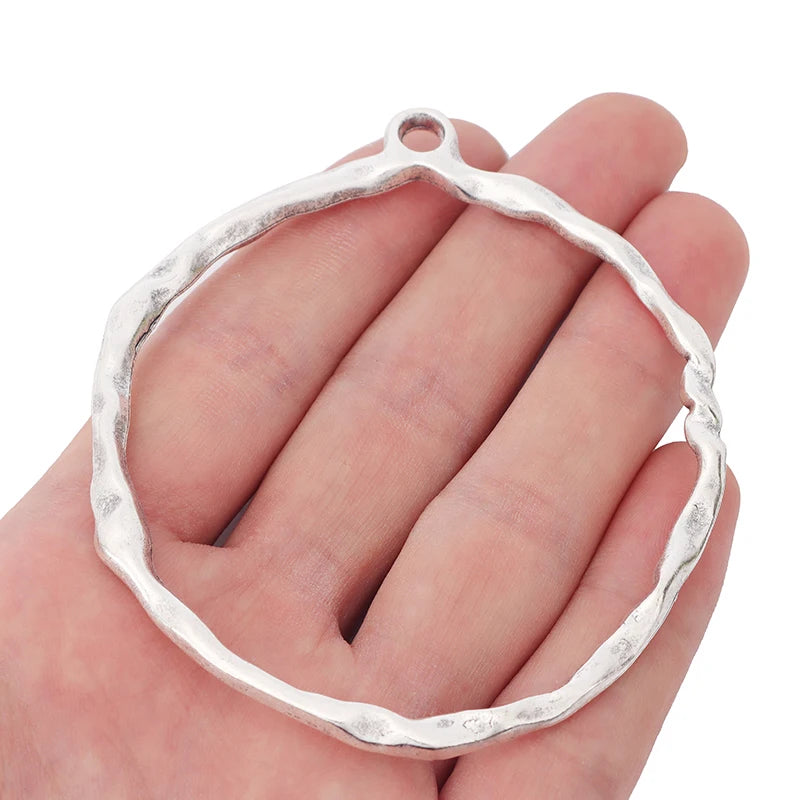 Tibetan Silver Circle Ring Charms for DIY Jewelry Making 82x71mm